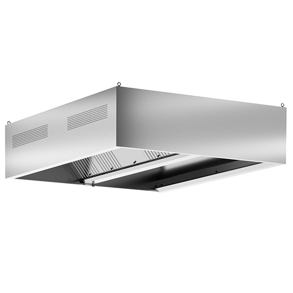 Hota profesionala inox model VitaLüft, tip insula centrala, functie de extractie si aport de aer proaspat, iluminare LED, dim 2000x2200x500 mm