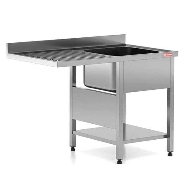 Chiuveta - Spalator profesional din inox cu 1 cuva pe dreapta, spatiu pentru masina de spalat vase, dimensiuni 1200x700x850 mm