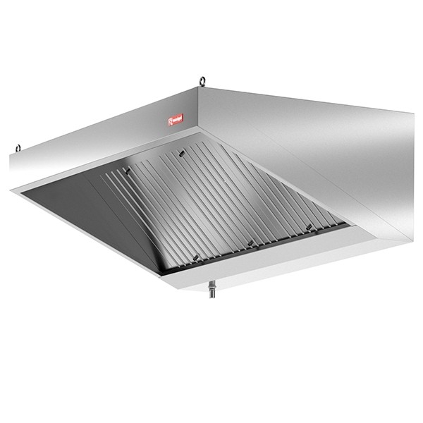 Hota profesionala inox model Snack, de perete, functie de extractie, iluminare LED, dim 1000x700x510 mm