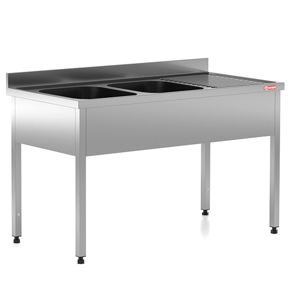 Chiuveta - Spalator profesional din inox cu 2 cuve pe stanga, cadru - picioare inox, dimensiuni 1600x700x850 mm