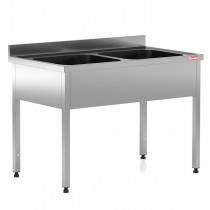 Chiuveta - Spalator profesional din inox cu 2 cuve centrale, cadru - picioare inox, dimensiuni 1200x700x850 mm