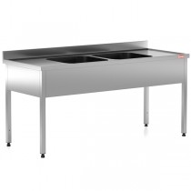 Chiuveta - Spalator profesional din inox cu 2 cuve centrale, cadru - picioare inox, dimensiuni 1600x700x850 mm