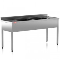 Chiuveta - Spalator profesional din inox cu 2 cuve centrale, cadru - picioare inox, dimensiuni 1800x700x850 mm