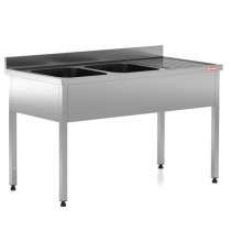 Chiuveta - Spalator profesional din inox cu 2 cuve pe stanga, cadru - picioare inox, dimensiuni 1400x700x850 mm