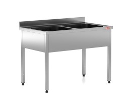 Chiuveta - Spalator profesional din inox cu 2 cuve centrale, cadru - picioare inox, dimensiuni 1200x700x850 mm