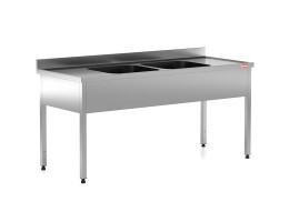 Chiuveta - Spalator profesional din inox cu 2 cuve centrale, cadru - picioare inox, dimensiuni 1600x700x850 mm