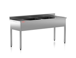 Chiuveta - Spalator profesional din inox cu 2 cuve centrale, cadru - picioare inox, dimensiuni 1800x700x850 mm