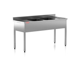 Chiuveta - Spalator profesional din inox cu 2 cuve centrale, cadru - picioare inox, dimensiuni 1600x600x850 mm